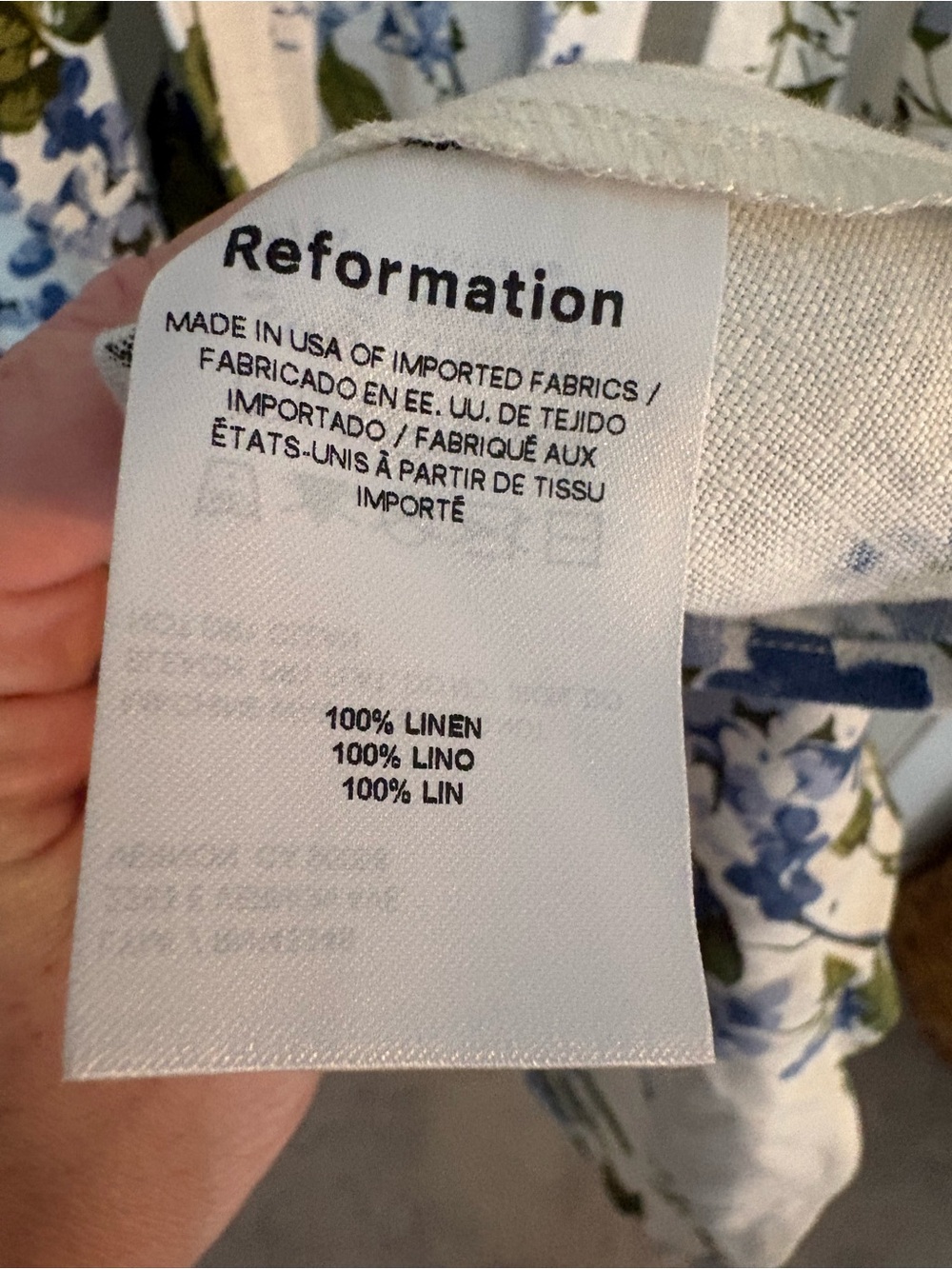 Reformation White Midi Dress with Blue Floral Print - Picture 7 of 10